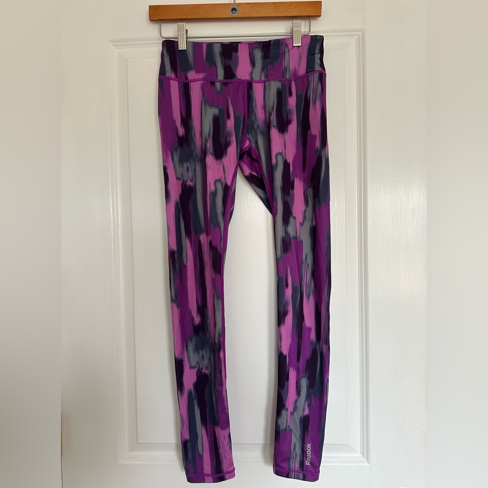 Reebok Women’s Pink and Black Patterned Leggings